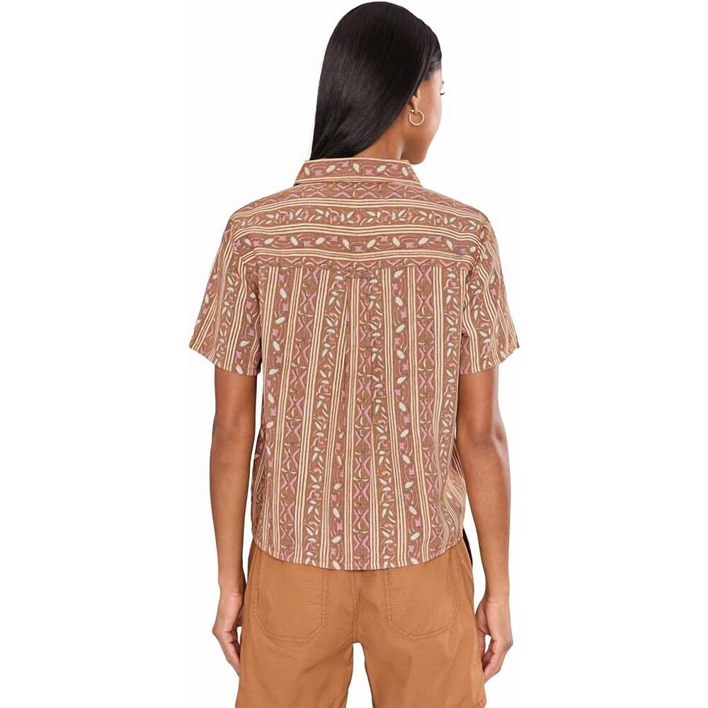 NEW ROYAL ROBBINS camino pucker short sleeve top in topaz botanist print - Picture 2 of 3